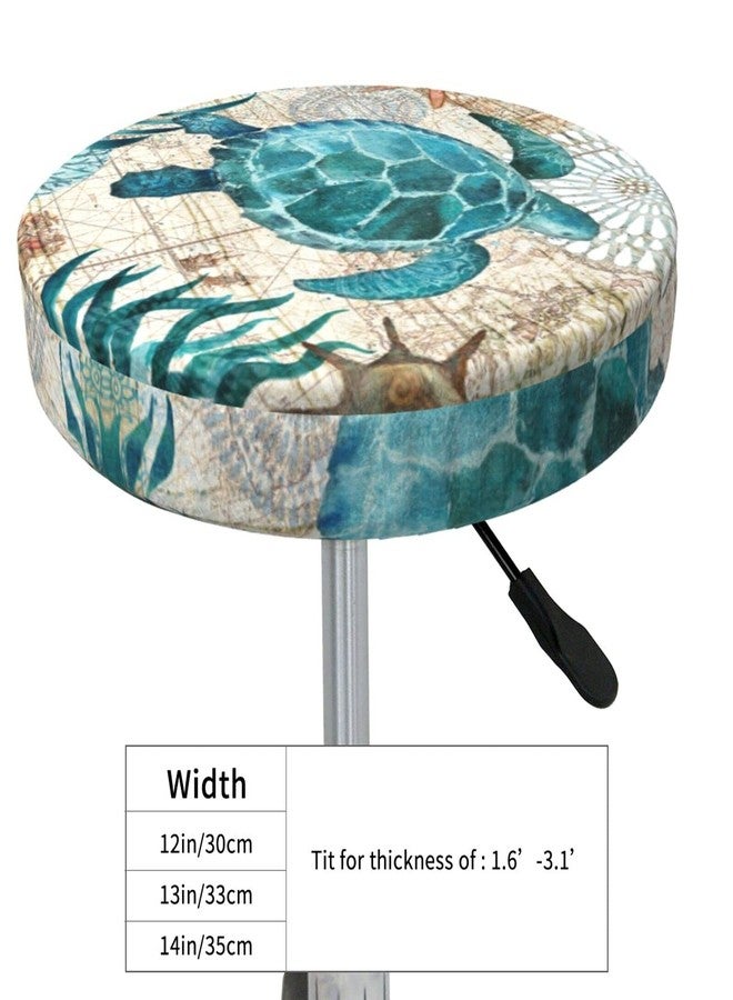 Ouqiuwa غطاء مقعد بار دائري ناعم من Ouqiuwa بتصميم عتيق مستوحى من خريطة العالم وسلاحف المحيط ونجم البحر، مقاس 14 بوصة. - Image 3